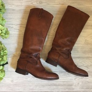 Frye Lindsay Plate Tall Riding Boots in Cognac